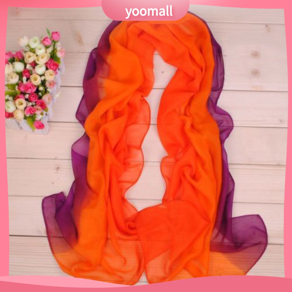 Yomall♡ Khăn Choàng Chiffon Dài Màu Gradient Mềm Mại Thời Trang Đi Biển Cho Nữ