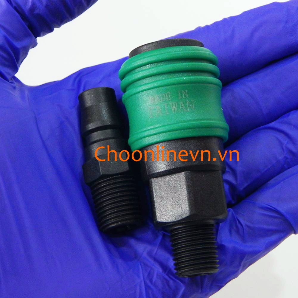 Khớp nối nhanh khí nén ren ngoài 13mm bằng nhựa