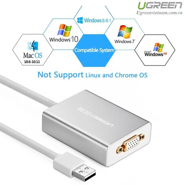 Cáp chuyển đổi USB to VGA chính hãng Ugreen 40244