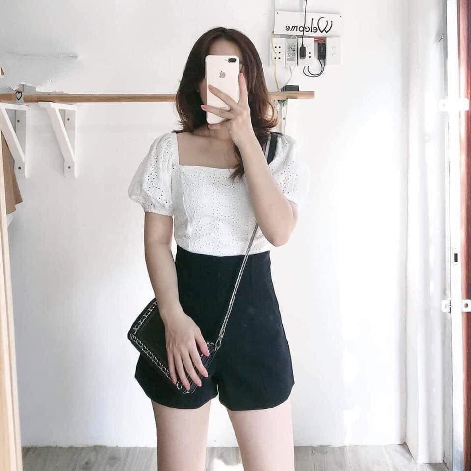 Quần short nữ cạp lưng cao THUS35, Quần Sooc đùi ngắn khóa sau siêu tôn dáng THUS35