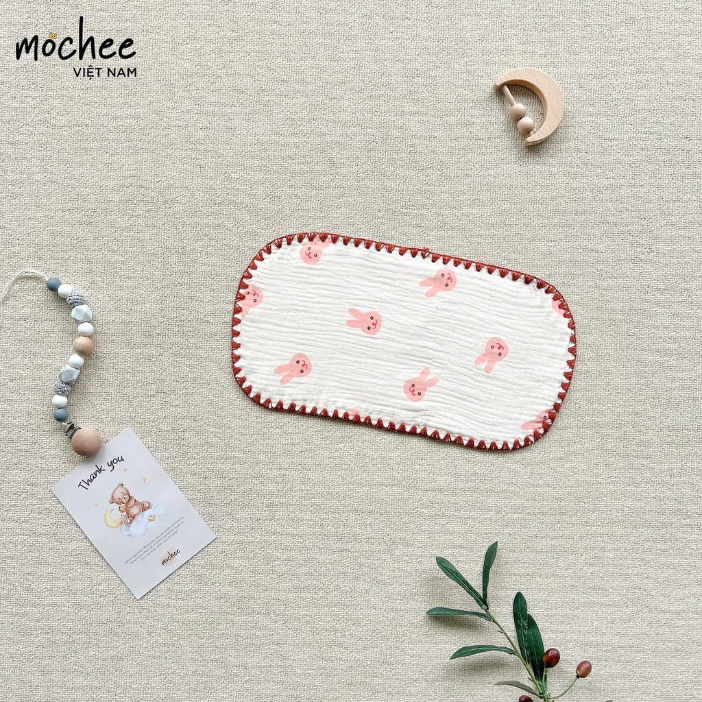 Gối xô Mochee thấm mồ hôi cho bé sơ sinh muslin hữu cơ 15x30 cm