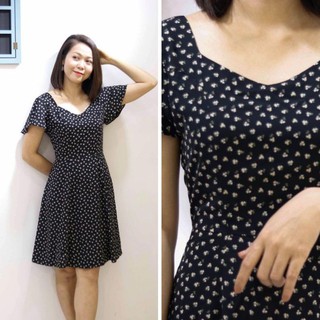 Đầm voan hao nhí cao cấp vintage dáng xoè nhẹ nữ tính