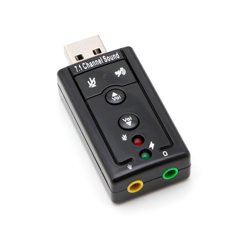 Đầu đọc thẻ âm thanh USB2.0 kênh 7.1 3D màu đen cho PC/laptop