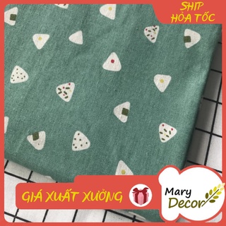 Vải linen họa tiết Họa tiết cake trắng nền xanh nhạt V-K08