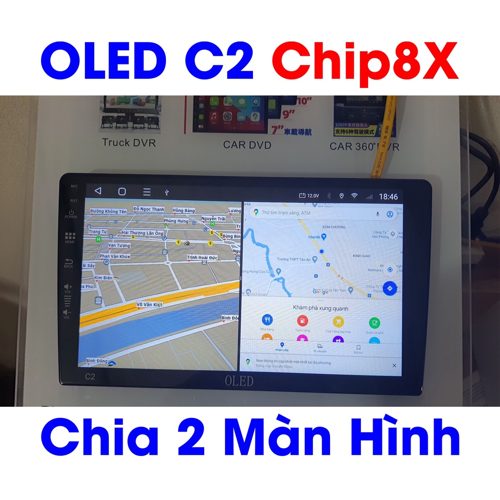 Màn Hình Android OLED C2 New  - Màn Hình DVD 9" 10" Cho Ô Tô - Điều Khiển Giọng Nói, Youtube ẩn, Chỉ đường Vietmap