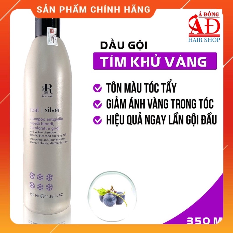 DẦU GỘI TÍM KHỬ VÀNG RR LINE STAR SILVER SHAMPOO CHO TÓC TRẮNG XÁM, BẠCH KIM, ASH, HIGHLIGHT ITALY
