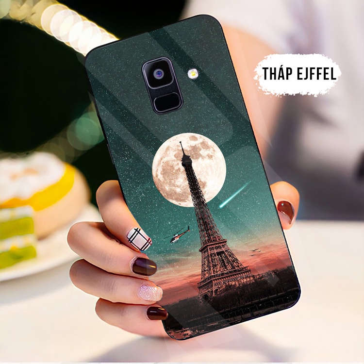 Ốp Lưng Samsung A6, A6+, A8, A8+ Mặt kính cường lực cao cấp, sáng bóng, Chất lượng
