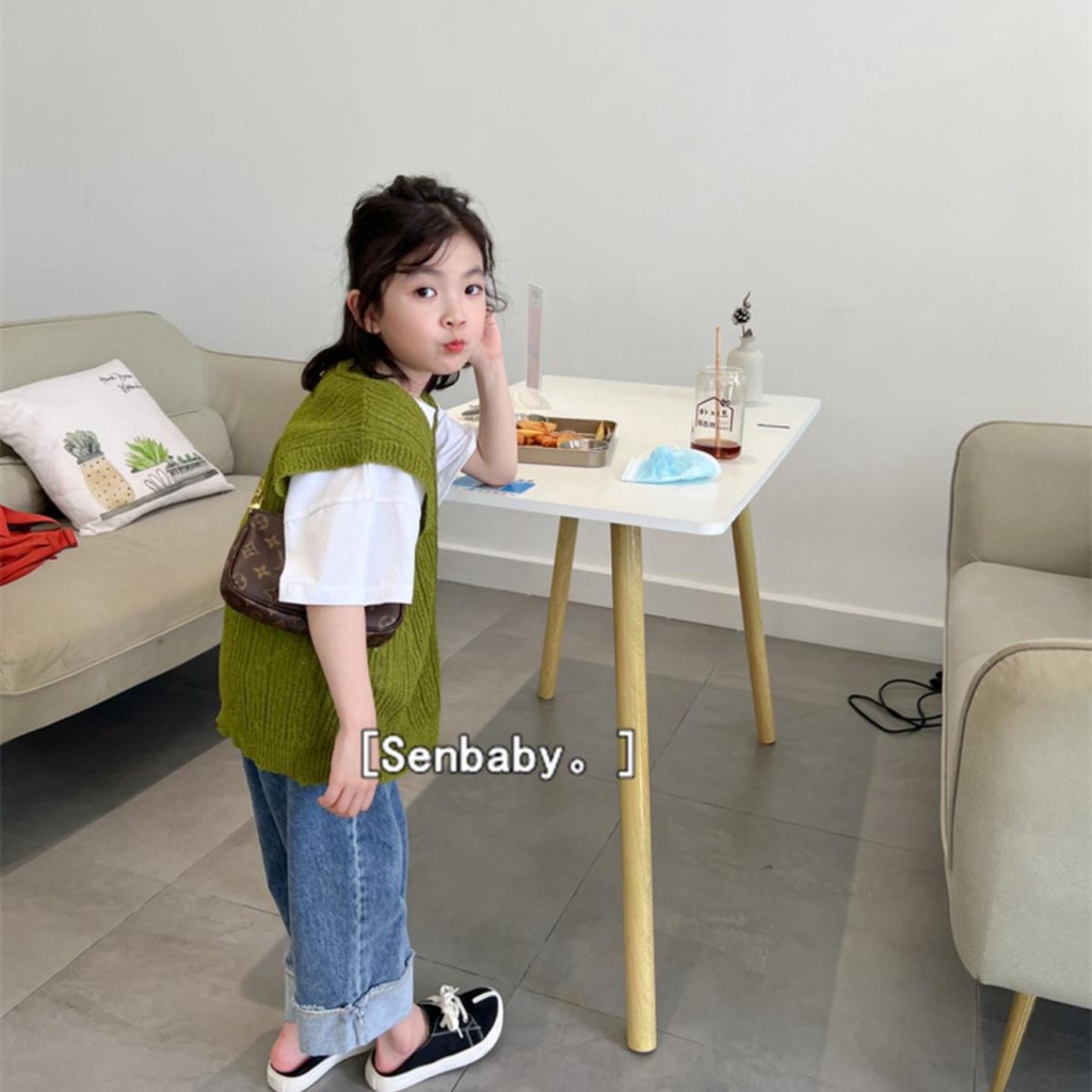 Áo Dệt Kim Sát Nách Giả Nhiều Lớp Cá Tính Cho Bé Gái
