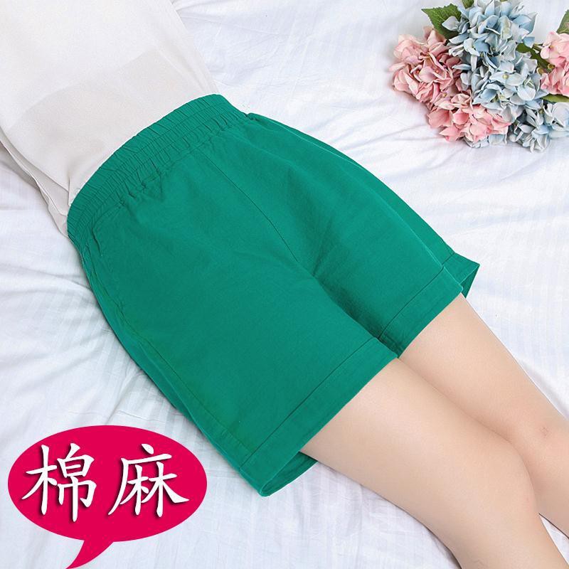 Quần short nữ trung niên mùa hè Mặc bên ngoài mẹ của phụ cotton co giãn đàn hồi cao lưng và tuổi năm điểmSUSDS