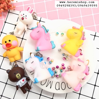Móc khoá nhựa unicorn/ gấu brown/ thỏ cony/ vịt