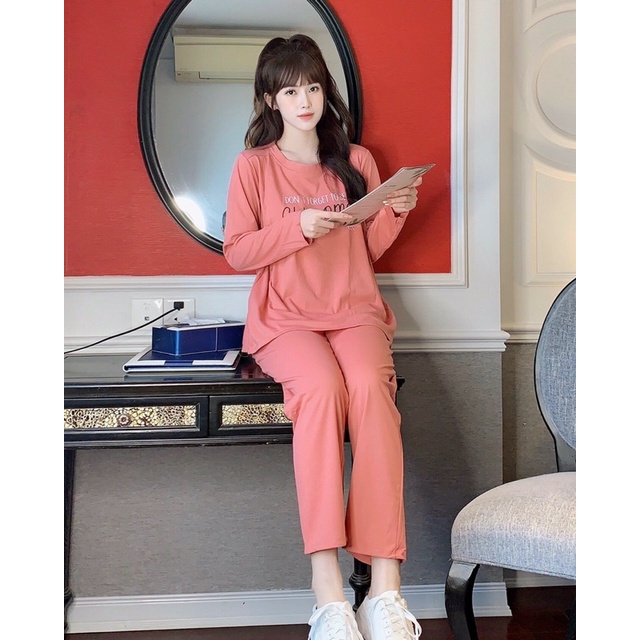 Bộ đồ bầu và sau sinh dài tay thu đông chất cotton mặc nhà hàng thiết kế đẹp giá rẻ