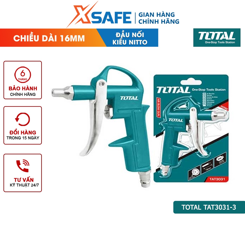 Dụng cụ thổi khí Total TAT3031-3 Súng xịt thổi khí Chiều dài ống phun 16mm Đầu nối kiểu Nitto phụ kiện của máy nén khí