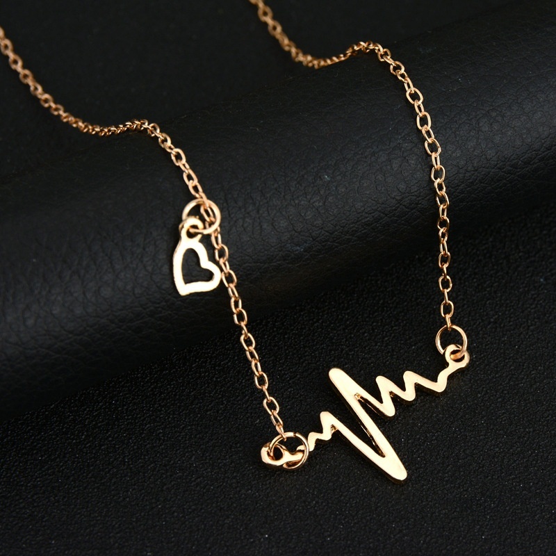 Vòng cổ thép titan mặt hình nhịp tim thiết kế thời trang cho nữ