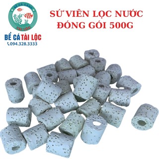 Vật liệu lọc nước bể cá, hồ cá, 500g sứ viên - sứ nhẫn trắng