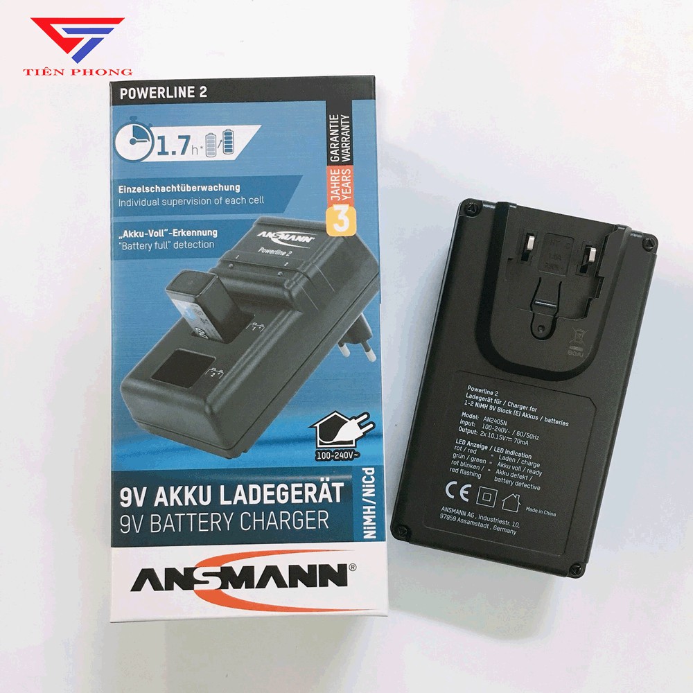 Bộ Sạc 9V Ansmann Powerline 2 Chính Hãng