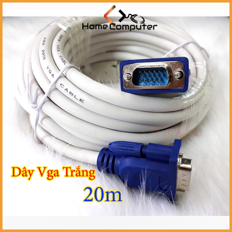 Dây Vga. Dây Cáp Tín Hiệu VGA 20m-30m Trắng chống nhiễu.hàng chất lượng. Bh 3 tháng. Home.mall