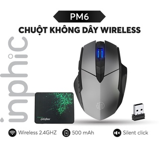 [COMBO] Chuột không dây silent mouse Inphic PM6 USB 2.4G chơi game Không dây + Lót chuột giá KHUYẾ thumbnail