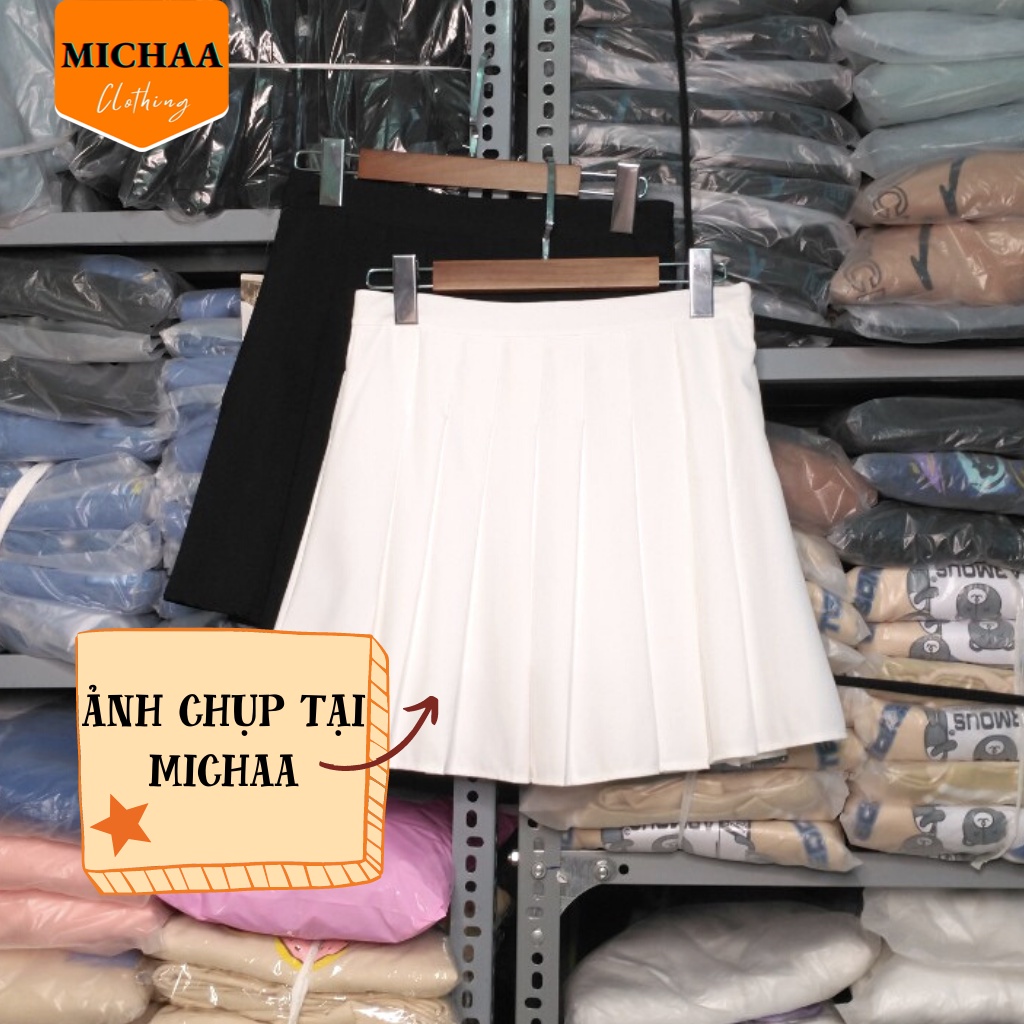 Chân Váy XẾP LY TENNIS Nữ Ngắn Dáng Xòe Lưng Cạp Cao Chữ A Có Lót Trong - MICHAA