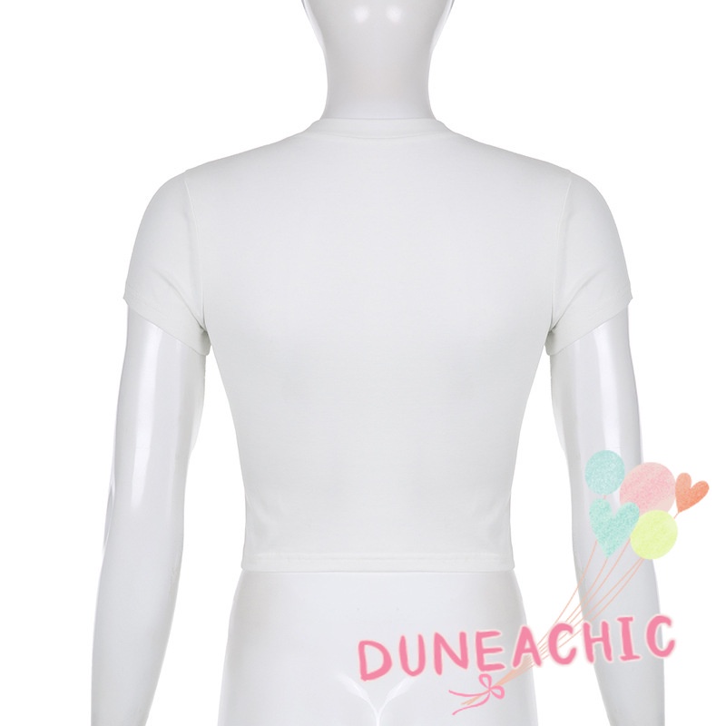 Áo Thun Ngắn Tay Cổ Tròn In Hình Thiên Nga Tương Phản Cá Tính Cho Nữ