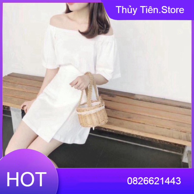 (có lót trong) SET CHÂN VÁY CỘT NƠ BÊN HÔNG VÀ ÁO TRỄ VAI ĐỘC LẠ - SET ÁO CỔ VUÔNG TRỄ VAI + CHÂN VÁY