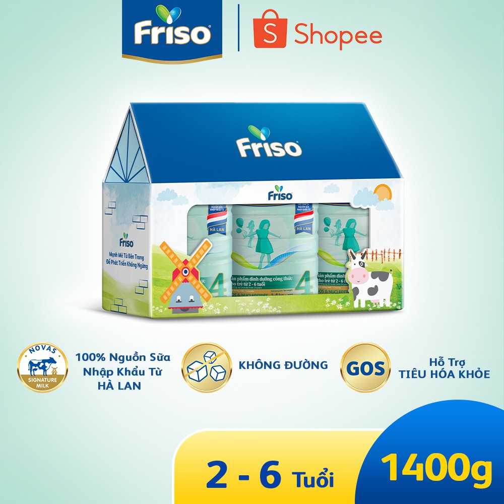 Combo 3 lon Sữa Bột Friso Gold 4 1400g/lon