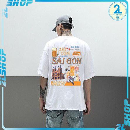 ÁO THUN IN HÌNH SÀI GÒN màu đen unisex nam nữ form rộng tay lỡ oversize 2LSHOP