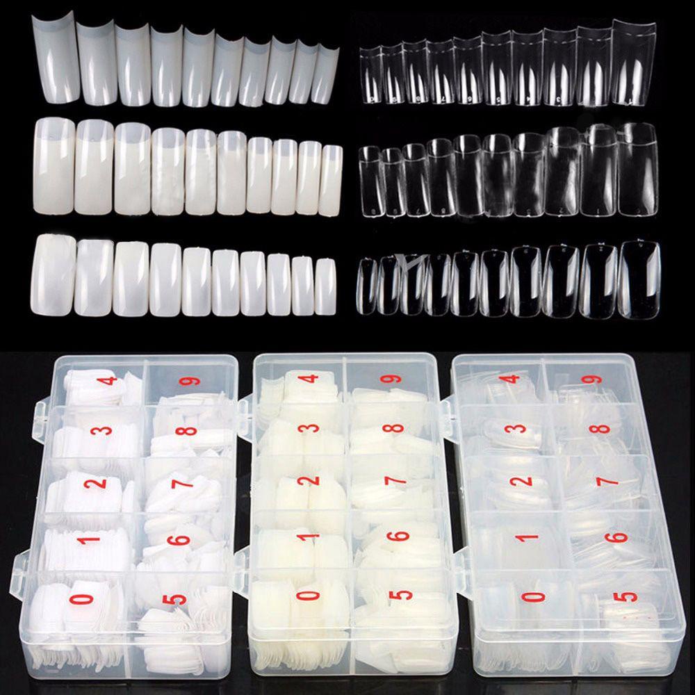 Set 500 Móng Tay Giả Màu Trắng Trong Suốt Tự Nhiên