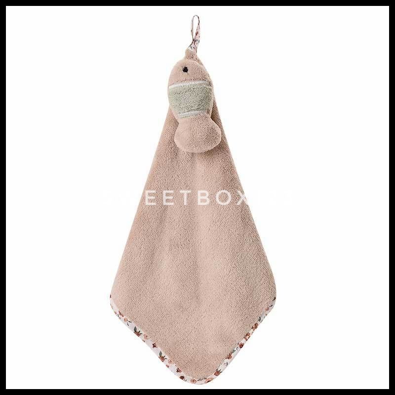 Khăn Lau Tay Nhà Bếp Phòng Tắm Có Móc Treo Thấm Hút Cao Tông Pastel Hình Cá