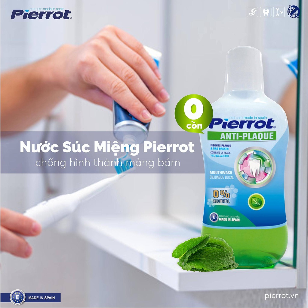 Nước Súc Miệng Ngừa Sâu Răng PIERROT Chống Hình Thành Mảng Bám, Tăng Cường Men Răng 500ML