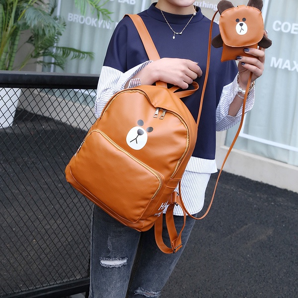 Balo Gấu Brown Cute Tặng Kèm Túi Xách Chống Thấm Nước - BA21