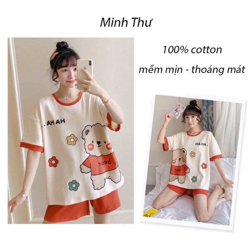 Set bộ đùi gấu đỏ chất cotton freesize 38-65kg