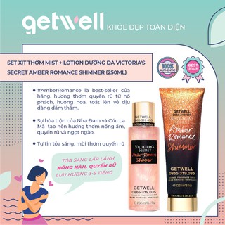 Xịt dưỡng tông nước hoa nhũ kim tuyến Victoria's Secret - Amber Romance Shimmer - Shimmer Mist