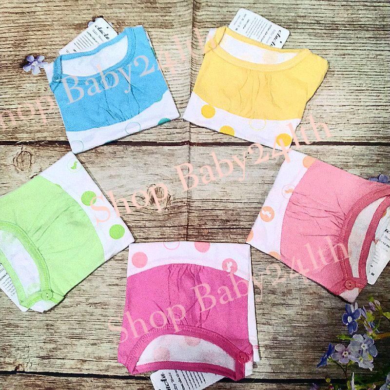 Bộ quần áo thun cotton tay ngắn chấm bi An An cho bé gái từ 3 đến 12 kg