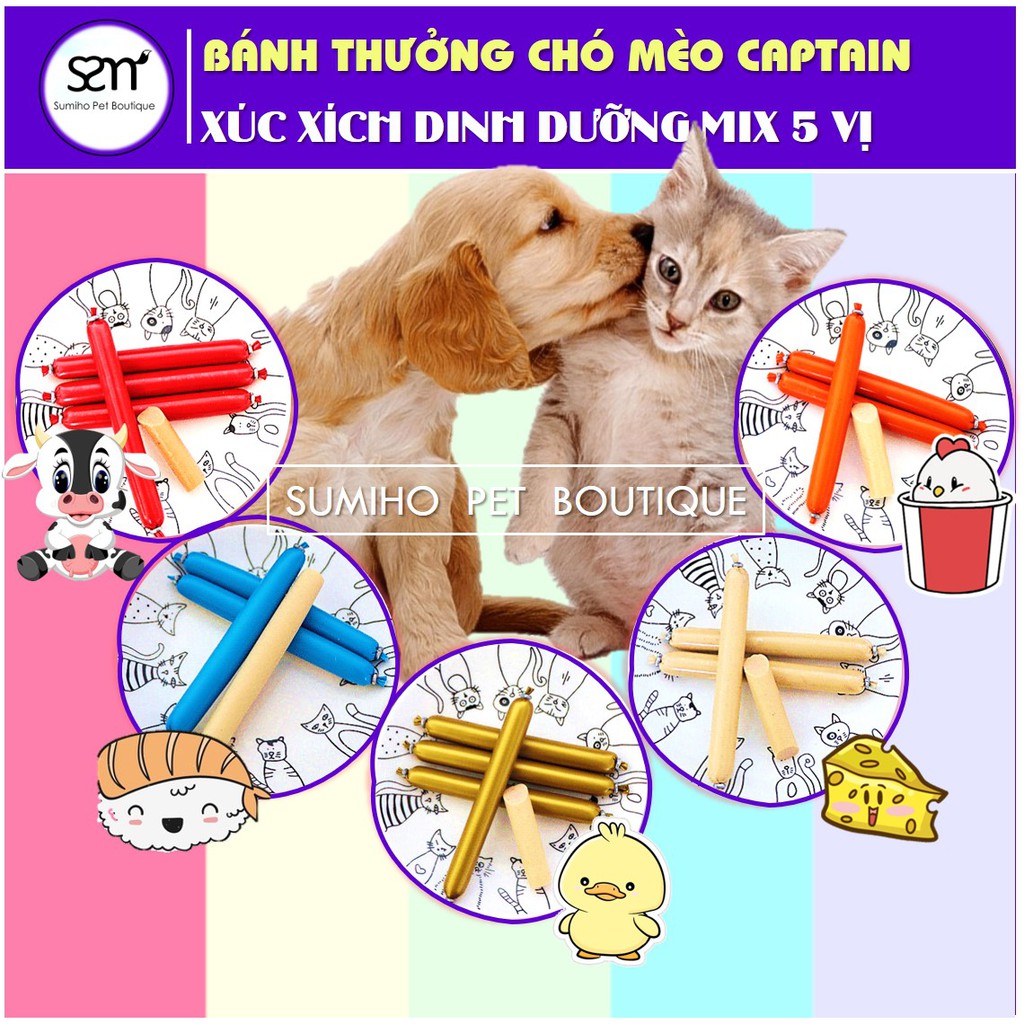 Xúc xích cho chó mèo Captain bịch 30 cây (500gr)