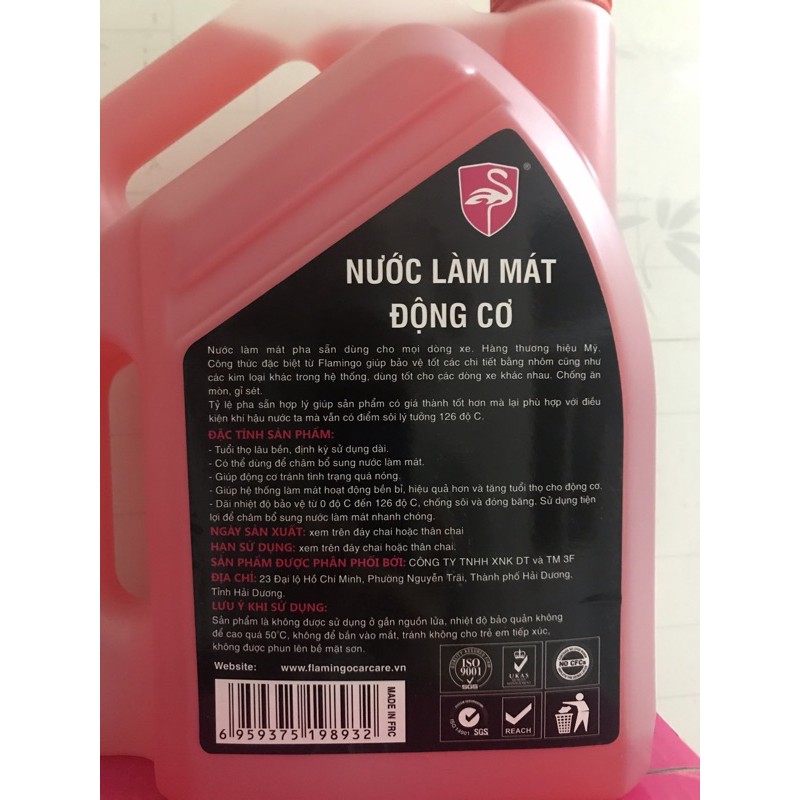 Nước làm mát động cơ ô tô Flamingo màu đỏ 5 lít F078R