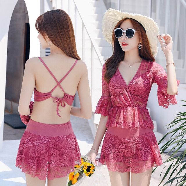 BỘ BIKINI BƠI SET 3 MÓN RỜI SIÊU ĐẸP PHONG CÁCH TIỂU THƯ DỄ THƯƠNG CỰC XINH HÀNG CHẤT LƯỢNG | BigBuy360 - bigbuy360.vn
