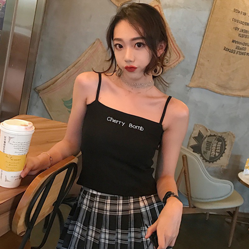 Women's Sexy Letter Print Knitted Short Camisole | BigBuy360 - bigbuy360.vn