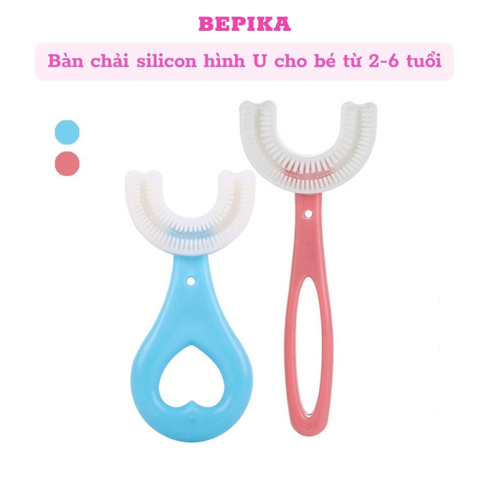 Bàn chải đánh răng silicone chữ U siêu mềm cho bé từ 2 đên 12 tuổi