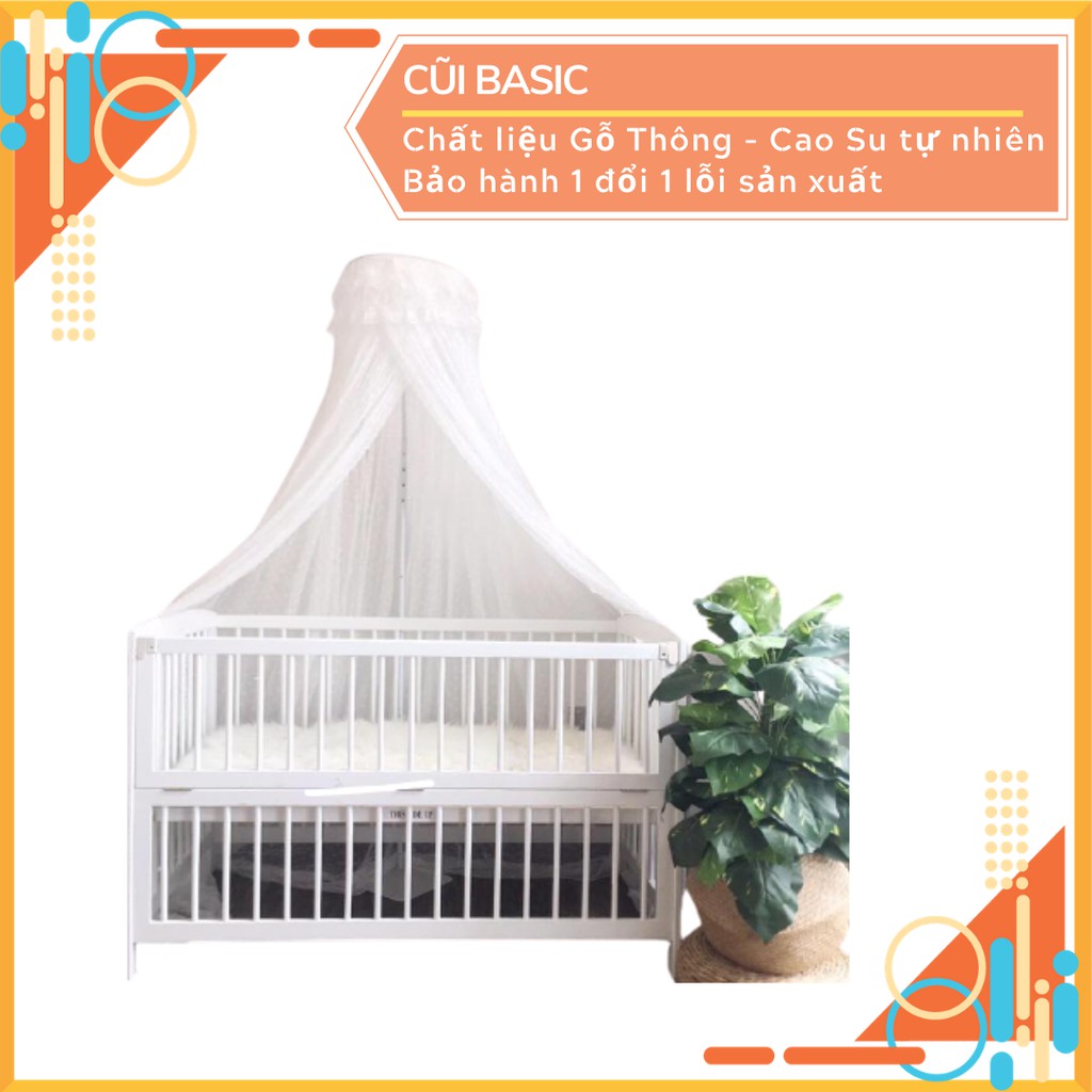 Giường cũi trẻ em gập cánh, nâng hạ 4 mức theo yêu cầu Rachel