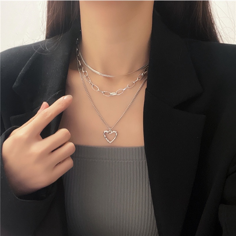 Vòng cổ Nhiều Lớp Hình Trái Tim Nghệ Thuật Cho Nữ