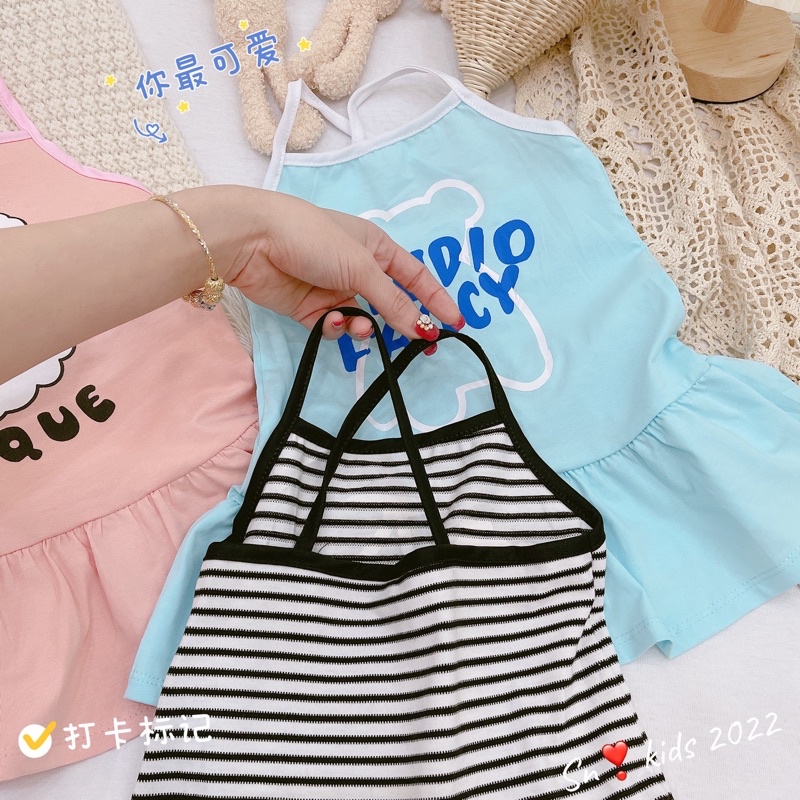 [VÁY BÉ GÁI] Váy 2 dây hở lưng 5 màu cưng xỉu cho bé gái