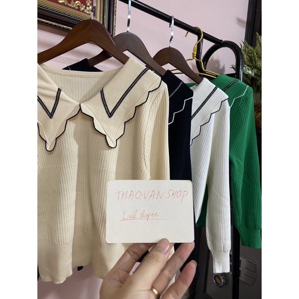 Áo len cổ sen bánh bèo siêu sịn sò Hàng sẵn tại shop bốn màu siêu đẹp