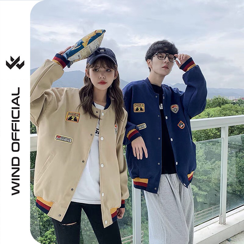 Áo khoác bomber nỉ WIND nam nữ Số 7 form rộng bóng chày unisex phong cách ulzzang