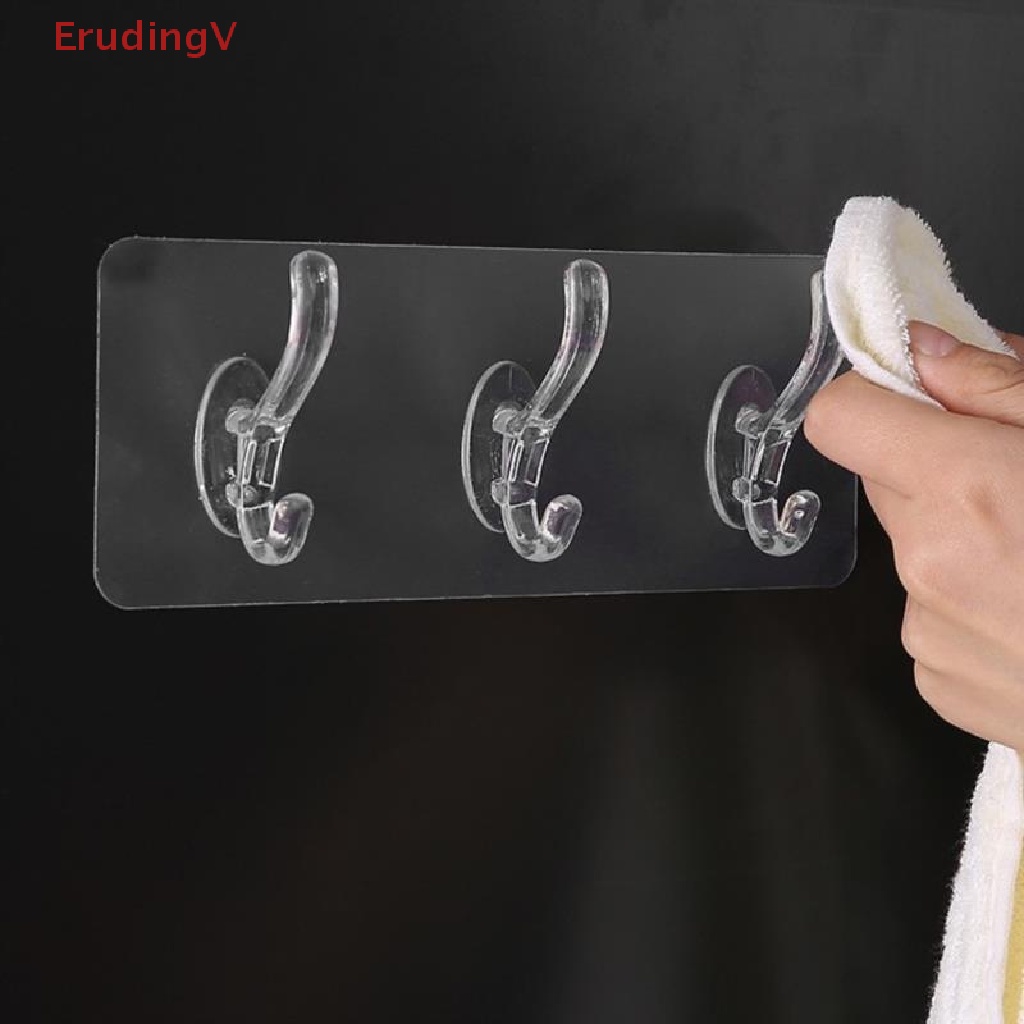 Móc Treo Đồ Dán Tường Bằng Nhựa Trong Suốt Không Cần Đóng Đinh Tiện Dụng Cho Nhà Bếp / Phòng Tắm