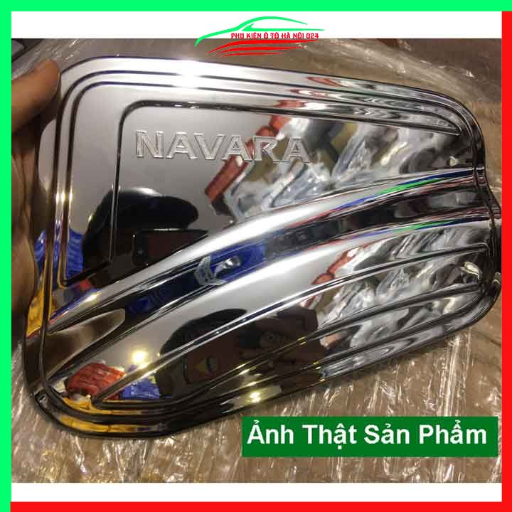 Ốp nắp xăng Navara 2022-2023 mạ crom bảo vệ chống trầy trang trí ô tô