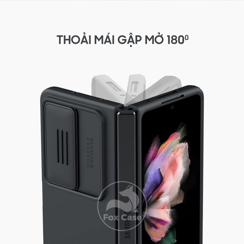 Ốp Z Fold 4, Z Fold4, Z Fold 3, Z Fold3 bảo vệ camera Nillkin Camshield Silky Silicone Case - Fox Case