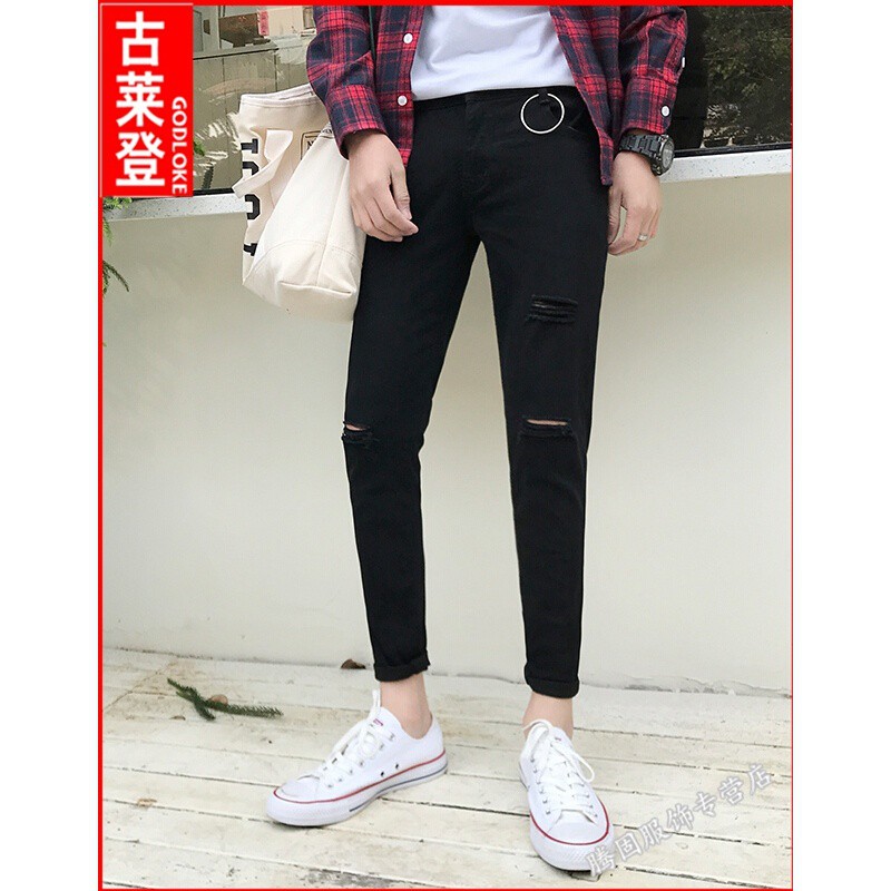 Quần nam rách gối cực đẹp - jean dày co giãn tốt ( hàng xuất khẩu) | BigBuy360 - bigbuy360.vn