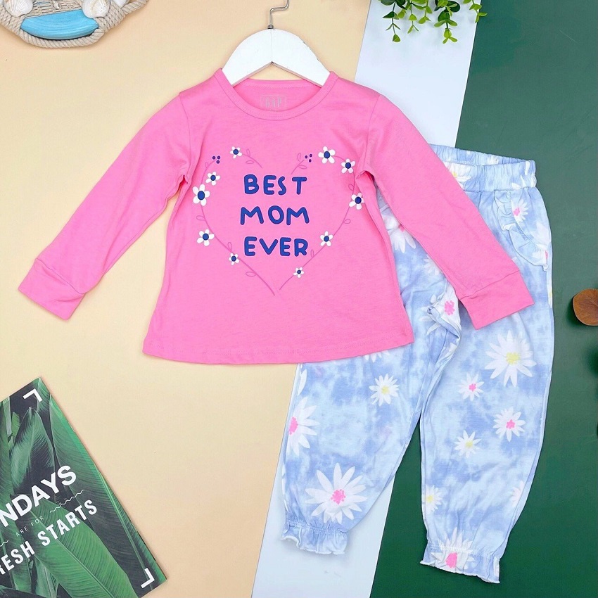 Bộ thu đông cho bé gái, đồ bộ thun bé gái chất cotton mềm mát, size 1-7 tuổi  - SUNKIDS