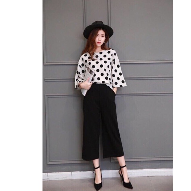 Set áo chấm bi quần ống loe (M, L, XL)