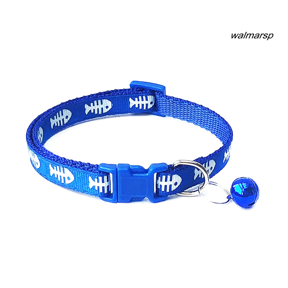 Vòng cổ gắn chuông in họa tiết xương cá có thể điều chỉnh cho thú cưng